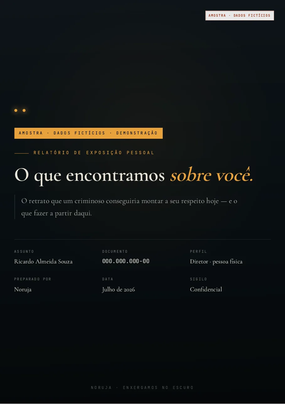 Capa fictícia de um relatório de exposição pessoal da Noruja